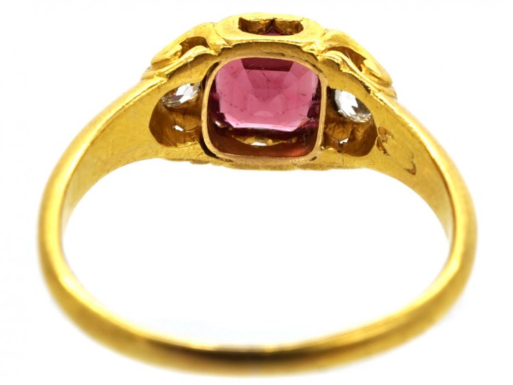 Victorian Natural Pink Spinel & Diamond Ring