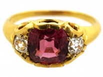 Victorian Natural Pink Spinel & Diamond Ring