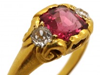 Victorian Natural Pink Spinel & Diamond Ring