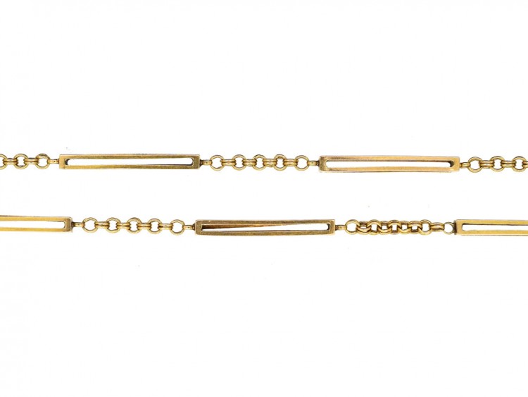 Edwardian 9ct Gold Chain With Box Design Detail