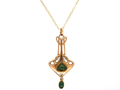 Art Nouveau 9ct Gold Pendant on Chain by Barnet Henry Joseph