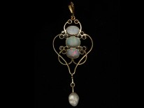 Edwardian Gold, Opal, Pearl ​& Rose Diamond Pendant