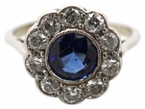 18ct White Gold Sapphire & Diamond Cluster Ring