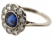 18ct White Gold Sapphire & Diamond Cluster Ring