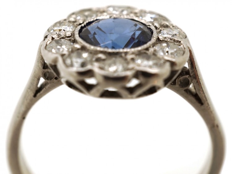18ct White Gold Sapphire & Diamond Cluster Ring