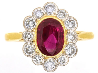 Ruby & Diamond Oval Cluster Ring