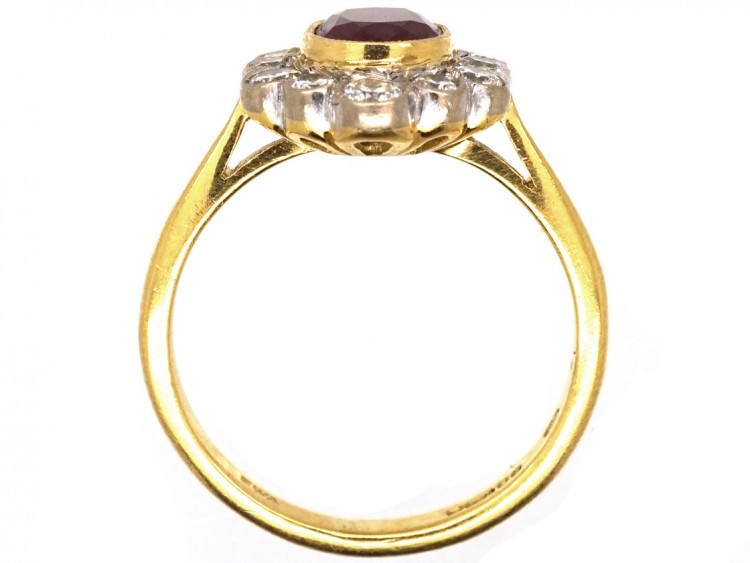 Ruby & Diamond Oval Cluster Ring