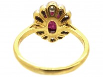 Ruby & Diamond Oval Cluster Ring