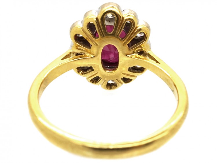 Ruby & Diamond Oval Cluster Ring