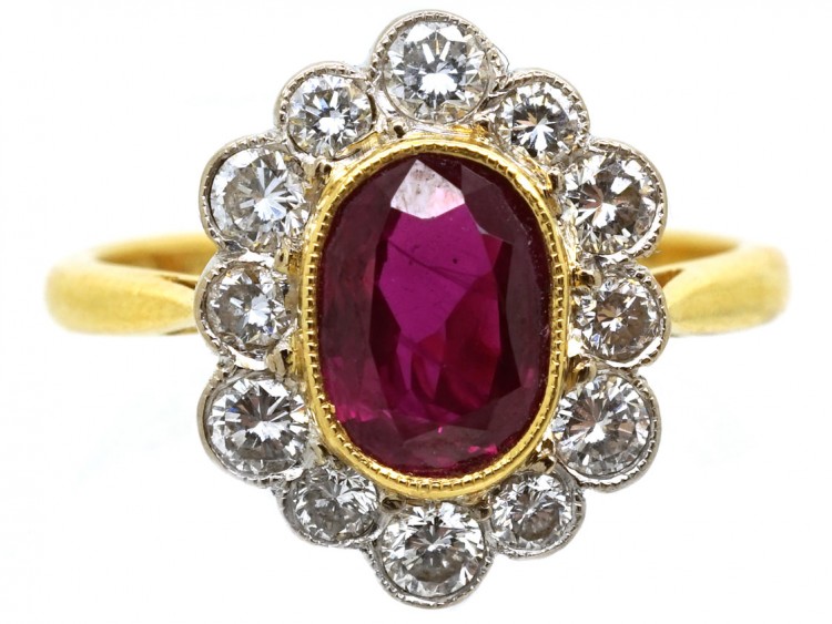 Ruby & Diamond Oval Cluster Ring