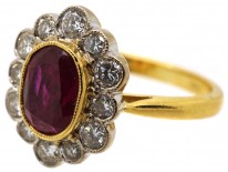 Ruby & Diamond Oval Cluster Ring