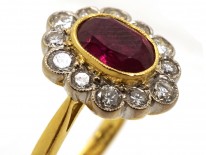 Ruby & Diamond Oval Cluster Ring