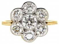 18ct White & Yellow Gold Diamond Daisy Cluster Ring