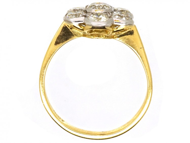 18ct White & Yellow Gold Diamond Daisy Cluster Ring
