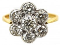 18ct White & Yellow Gold Diamond Daisy Cluster Ring