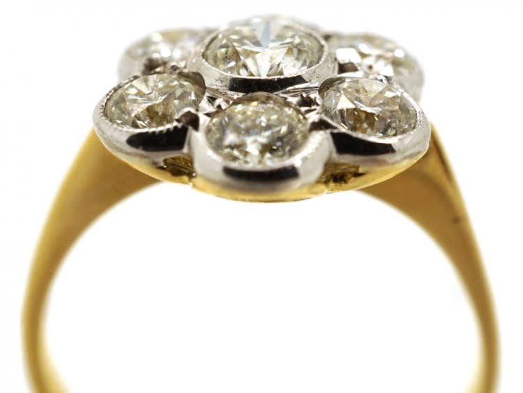 18ct White & Yellow Gold Diamond Daisy Cluster Ring