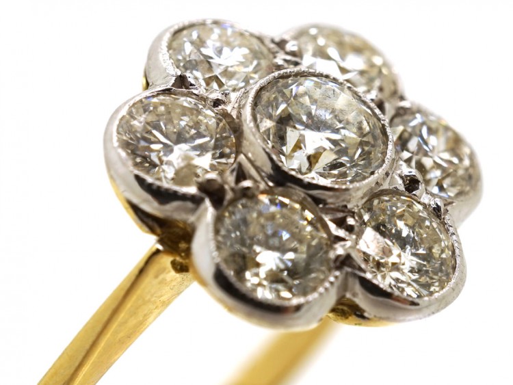18ct White & Yellow Gold Diamond Daisy Cluster Ring