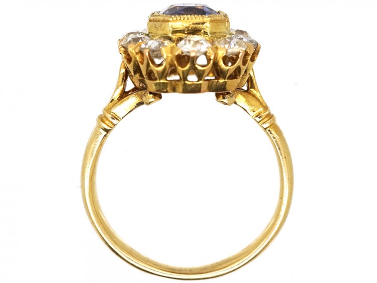 Edwardian 18ct Gold Octagonal Sapphire & Diamond Ring