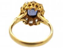 Edwardian 18ct Gold Octagonal Sapphire & Diamond Ring