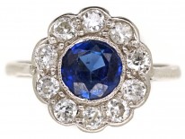 18ct White Gold Sapphire & Diamond Cluster Ring