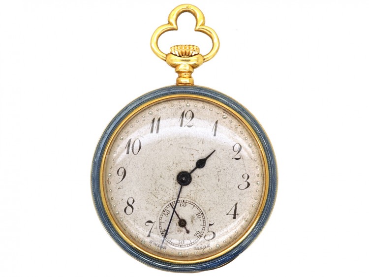 Edwardian 18ct Gold, Rose Diamond & Odenile Enamel & Watch