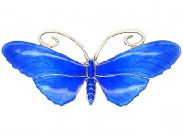Silver & Blue Enamel Butterfly Brooch
