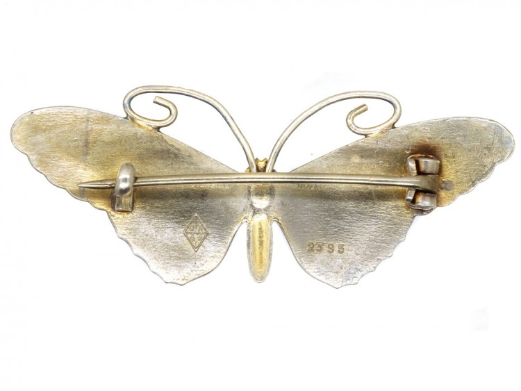 Silver & Blue Enamel Butterfly Brooch