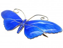 Silver & Blue Enamel Butterfly Brooch