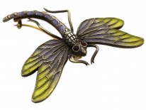 Art Nouveau Plique-à-Jour Silver & Dragonfly Brooch