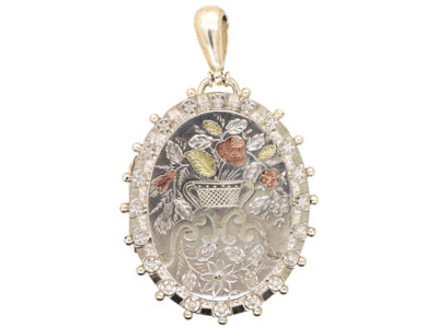 Victorian Silver & Gold Overlay Flower Basket Locket