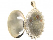 Victorian Silver & Gold Overlay Flower Basket Locket
