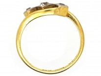 Edwardian 18ct Gold ​& Platinum, Three Diamond Crossover Ring
