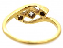 Edwardian 18ct Gold ​& Platinum, Three Diamond Crossover Ring