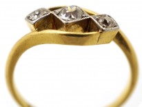 Edwardian 18ct Gold ​& Platinum, Three Diamond Crossover Ring