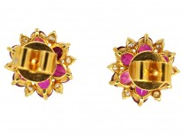 18ct Gold Ruby & Diamond Cluster Earrings