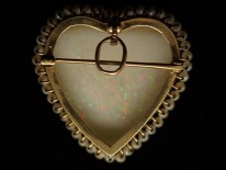 Edwardian 14ct Gold Large Opal ​& Natural Pearl Heart Pendant & Brooch