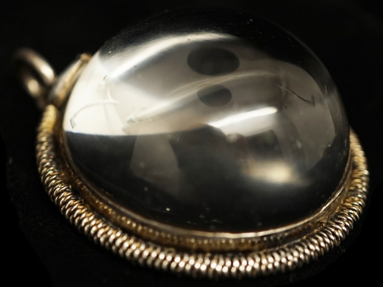 Victorian Silver Double Snake ​& Rock Crystal Round Pendant