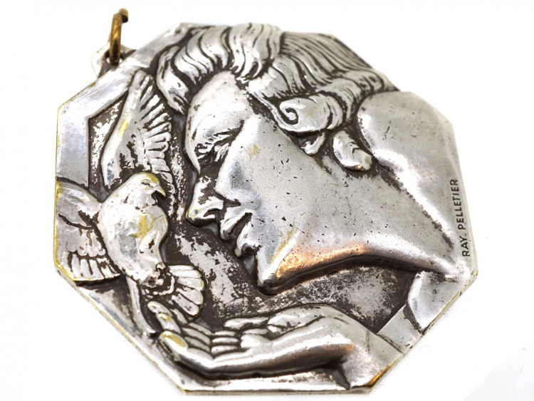 Art Deco Silver Plated Pendant by Ray Pelletier