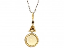 Edwardian Yellow Sapphire ​& Diamond Pendant on Platinum Chain