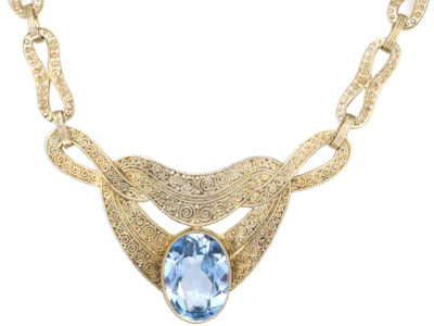 Theodor Fahrner Art Deco Necklace with Blue Paste