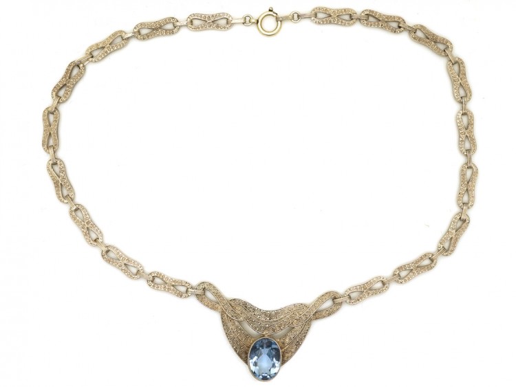 Theodor Fahrner Art Deco Necklace with Blue Paste