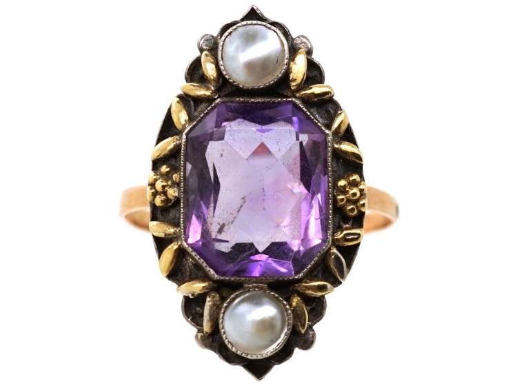 Amethyst Pearl Arts & Crafts Ring