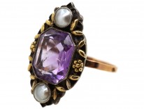 Amethyst Pearl Arts & Crafts Ring