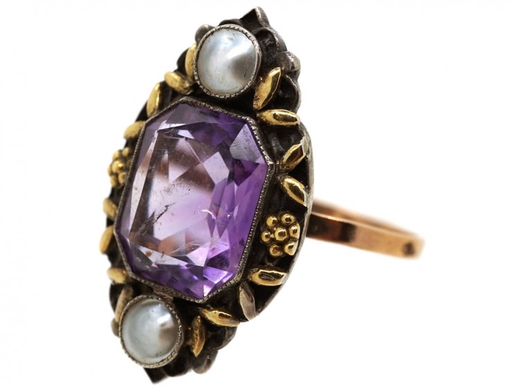 Amethyst Pearl Arts & Crafts Ring