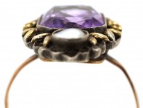 Amethyst Pearl Arts & Crafts Ring