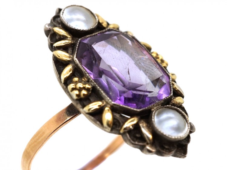 Amethyst Pearl Arts & Crafts Ring