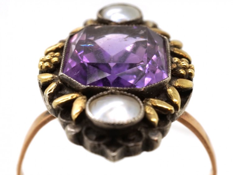 Amethyst Pearl Arts & Crafts Ring