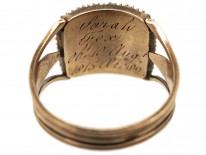 9ct Gold Georgian Black Enamel & Pearl Mourning Ring