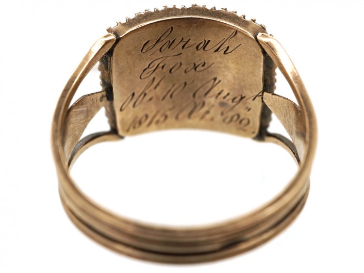 9ct Gold Georgian Black Enamel & Pearl Mourning Ring