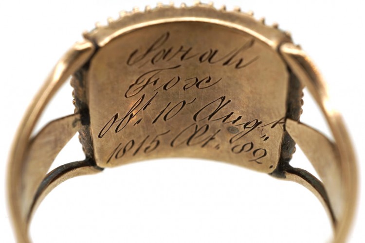 9ct Gold Georgian Black Enamel & Pearl Mourning Ring